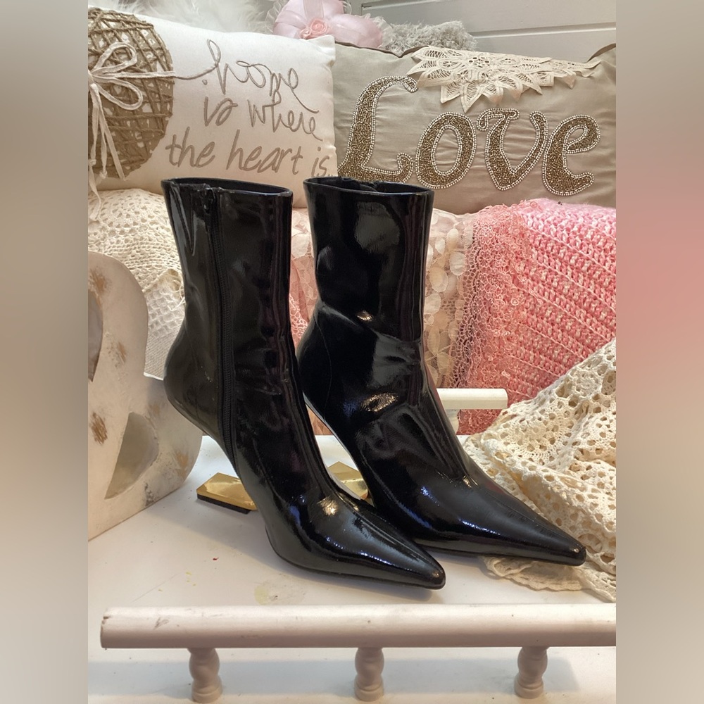 Jeffrey Campbell Glossy Black Heeled Boots